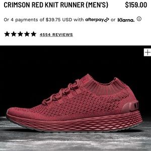 NOBULL - Crimson Red Knit Runner  - Mens Size 9.5